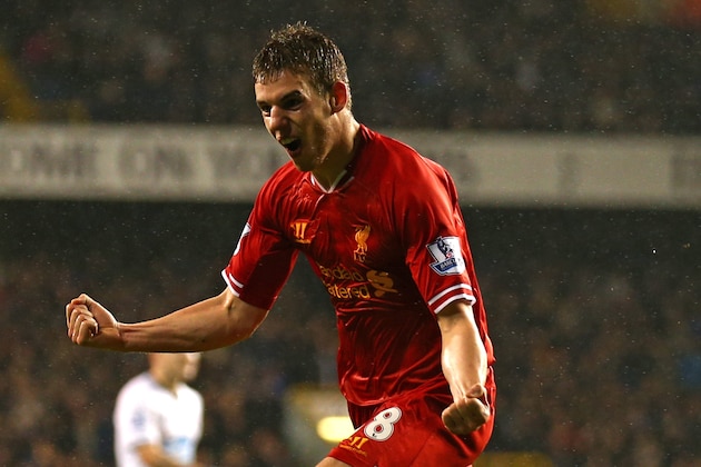 LONDON, ENGLAND - DECEMBER 15:  Jon Flanagan of Liverpool celebrates scoring their third goal during the Barclays Premier League match between Tottenham Hotspur and Liverpool at White Hart Lane on December 15, 2013 in London, England.  (Photo by Paul Gilham/Getty Images)