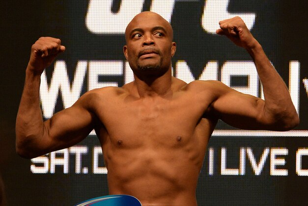Dec 27, 2013; Las Vegas, NV, USA; Anderson Silva at the weigh-in for his UFC Middleweight Title Fight agains Chris Weidman (not pictured) on December 28 at MGM Grand Garden Arena. Mandatory Credit: Jayne Kamin-Oncea-USA TODAY Sports