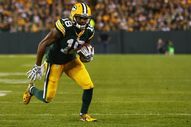 GREEN BAY, WI - SEPTEMBER 20:   Randall Cobb #18 of the Green Bay Packers carries the ball against the Seattle Seahawks at Lambeau Field on September 20, 2015 in Green Bay, Wisconsin.  (Photo by Maddie Meyer/Getty Images)