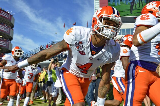 Clemson quarterback Deshaun Watson takes the field before the start of an NCAA college football game against South Carolina Saturday, Nov. 28, 2015, in Columbia, S.C. Clemson won 37-32. (AP Photo/Richard Shiro)