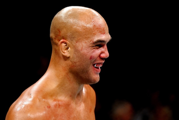 LAS VEGAS, NV - JULY 11:  Robbie Lawler smiles during his UFC welterweight title fight during the UFC 189 event inside MGM Grand Garden Arena on July 11, 2015 in Las Vegas, Nevada.  (Photo by Josh Hedges/Zuffa LLC/Zuffa LLC via Getty Images)