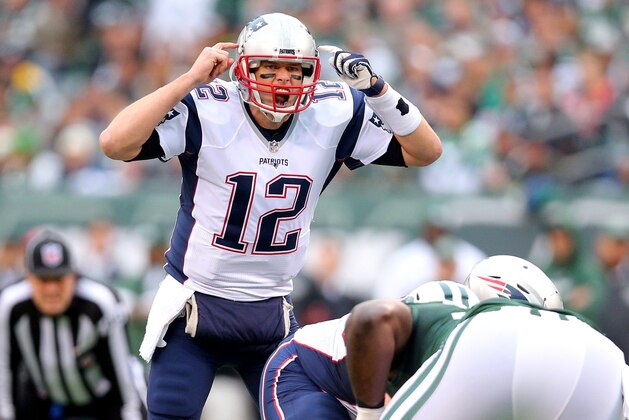New England Patriots quarterback Tom Brady (12) signals at the line against the New York Jets during an NFL game at MetLife Stadium in East Rutherford, N.J. on Sunday, Dec. 27, 2015. (AP Photo/Brad Penner) New England Patriots quarterback Tom Brady (12) signals at the line against the New York Jets during an NFL game at MetLife Stadium in East Rutherford, N.J. on Sunday, Dec. 27, 2015. (AP Photo/Brad Penner)