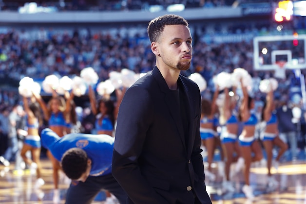 Dec 30, 2015; Dallas, TX, USA; Golden State Warriors injured guard Stephen Curry (30) before the game against the Dallas Mavericks at American Airlines Center. Mandatory Credit: Kevin Jairaj-USA TODAY Sports
