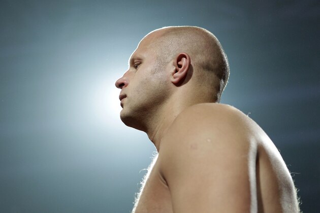 Fedor Emelianenko before fighting Fabricio Werdum in a Strikeforce/M-1 Global mixed martial arts match in San Jose, Calif., Saturday, June 26, 2010. Werdum won by submission in the first round. (AP Photo/Jeff Chiu)