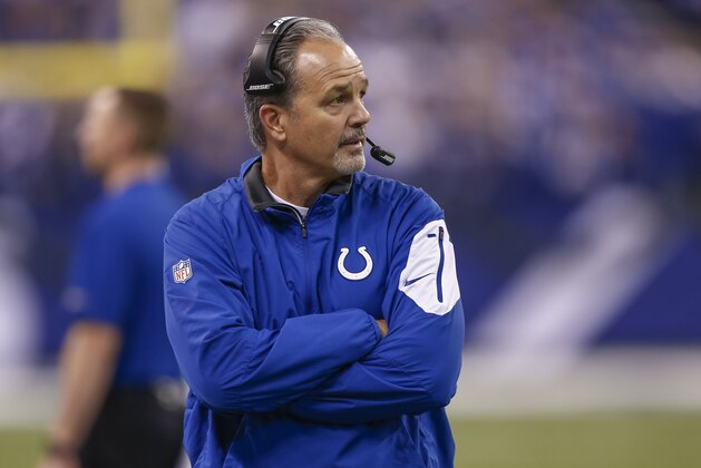 INDIANAPOLIS, IN - DECEMBER 20: Head coach Chuck Pagano of the Indianapolis Colts is seen during the game against the Houston Texans at Lucas Oil Stadium on December 20, 2015 in Indianapolis, Indiana.  (Photo by Michael Hickey/Getty Images)