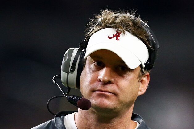 ARLINGTON, TX - DECEMBER 31:  Offensive coordinator Lane Kiffin for the Alabama Crimson Tide looks on during the Goodyear Cotton Bowl against the Michigan State Spartans at AT&T Stadium on December 31, 2015 in Arlington, Texas.  (Photo by Ronald Martinez/Getty Images)