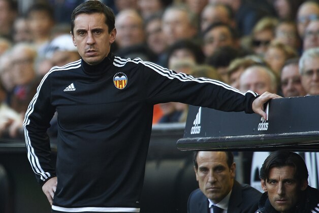 VALENCIA, SPAIN - DECEMBER 19:  Gary Neville (L) manager of Valencia looks on during the La Liga match between Valencia CF and Getafe CF at Estadi de Mestalla on December 19, 2015 in Valencia, Spain.  (Photo by Manuel Queimadelos Alonso/Getty Images)