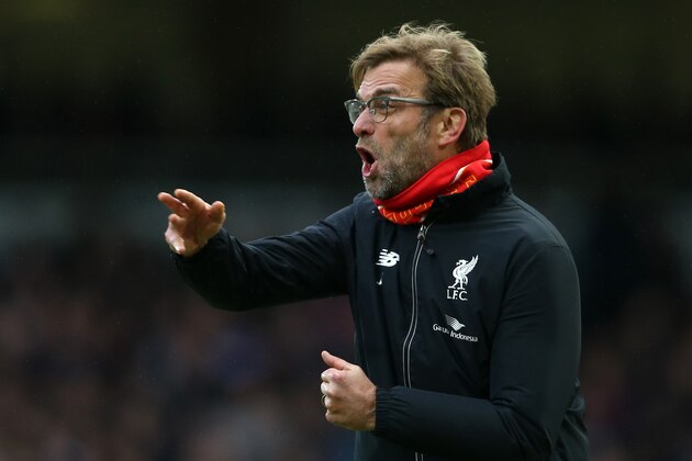 Liverpool's German manager Jurgen Klopp gestures during the English Premier League football match between West Ham United and Liverpool at The Boleyn Ground in Upton Park, East London on January 2, 2016. AFP PHOTO / JUSTIN TALLIS

RESTRICTED TO EDITORIAL USE. No use with unauthorized audio, video, data, fixture lists, club/league logos or 'live' services. Online in-match use limited to 75 images, no video emulation. No use in betting, games or single club/league/player publications. / AFP / JUSTIN TALLIS        (Photo credit should read JUSTIN TALLIS/AFP/Getty Images)