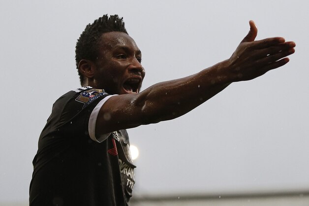 Chelsea's Nigerian midfielder John Obi Mikel gestures during the English Premier League football match between Crystal Palace and Chelsea at Selhurst Park in south London on January 3, 2016. AFP PHOTO / ADRIAN DENNIS

RESTRICTED TO EDITORIAL USE. NO USE WITH UNAUTHORIZED AUDIO, VIDEO, DATA, FIXTURE LISTS, CLUB/LEAGUE LOGOS OR 'LIVE' SERVICES. ONLINE IN-MATCH USE LIMITED TO 75 IMAGES, NO VIDEO EMULATION. NO USE IN BETTING, GAMES OR SINGLE CLUB/LEAGUE/PLAYER PUBLICATIONS. / AFP / ADRIAN DENNIS        (Photo credit should read ADRIAN DENNIS/AFP/Getty Images)