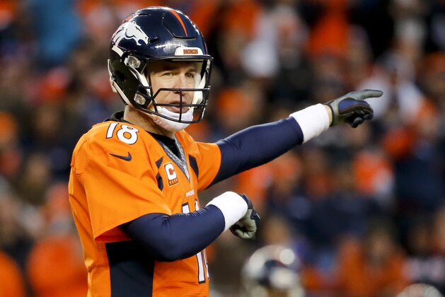 Denver Broncos quarterback Peyton Manning plays against the San Diego Chargers during the second half in an NFL football game, Sunday, Jan. 3, 2016, in Denver.  (AP Photo/Jack Dempsey)