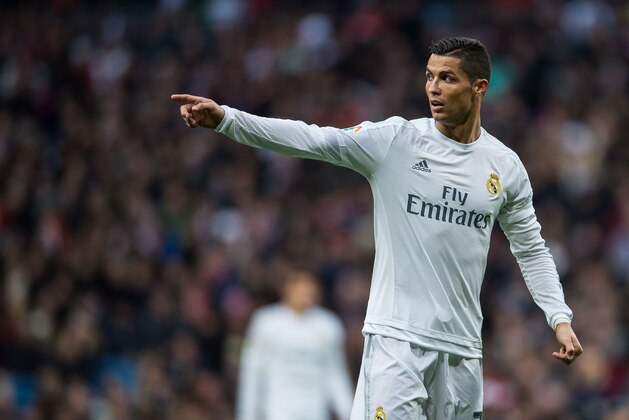 MADRID, SPAIN - DECEMBER 30:  Cristiano Ronaldo of Real Madrid CF reacts during the Real Madrid CF vs Real Sociedad match as part of the Liga BBVA 2015-2016 at the Estadio Santiago Bernabeu on December 30, 2015 in Madrid, Spain.  (Photo by Aitor Alcalde/Power Sport Images/Getty Images)