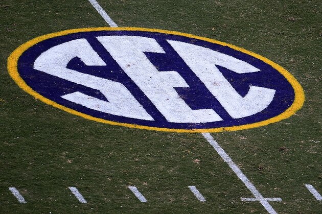 BATON ROUGE, LA - OCTOBER 10:  A detailed view of the SEC logo during a game between the South Carolina Gamecocks and the LSU Tigers at Tiger Stadium on October 10, 2015 in Baton Rouge, Louisiana.  LSU defeated South Carolina 45-24.  (Photo by Stacy Revere/Getty Images)