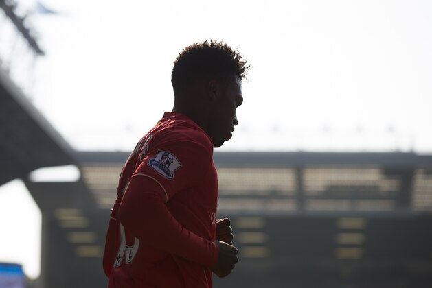 Liverpool's Daniel Sturridge during the English Premier League soccer match between Everton and Liverpool at Goodison Park Stadium, Liverpool, England, Sunday Oct. 4, 2015. (AP Photo/Jon Super)