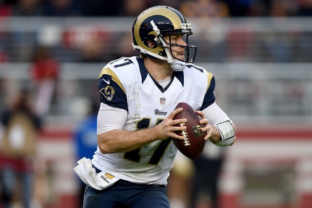 SANTA CLARA, CA - JANUARY 03:  Case Keenum #17 of the St. Louis Rams looks to pass against the San Francisco 49ers during an NFL football game at Levi's Stadium on January 3, 2016 in Santa Clara, California.  (Photo by Thearon W. Henderson/Getty Images)