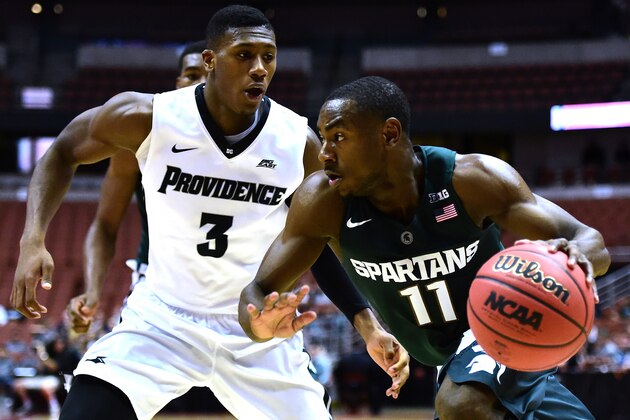 ANAHEIM, CA - NOVEMBER 29: Lourawls Nairn Jr. #11 of the Michigan State Spartans dribbles on Kris Dunn #3 of the Providence Friars during the championship game of the DirecTV Wooden Legacy at Honda Center on November 29, 2015 in Anaheim, California. (Photo by Harry How/Getty Images) ANAHEIM, CA - NOVEMBER 29: Lourawls Nairn Jr. #11 of the Michigan State Spartans dribbles on Kris Dunn #3 of the Providence Friars during the championship game of the DirecTV Wooden Legacy at Honda Center on November 29, 2015 in Anaheim, California. (Photo by Harry How/Getty Images)