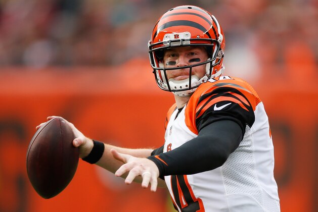 CLEVELAND, OH - DECEMBER 6: Andy Dalton #14 of the Cincinnati Bengals throws a second quarter pass while playing the Cleveland Browns at FirstEnergy Stadium on December 6, 2015 in Cleveland, Ohio. (Photo by Gregory Shamus/Getty Images)