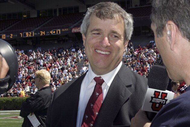 The new athletic director for the University of South Carolina Eric Hyman is interviewed during South Carolina's Garnet and Black spring game, in Columbia, S.C., Saturday, April 16, 2005.  Hyman has been athletic director as Texas Christian the past eight years, leading the Horned Frogs to 29 conference titles. Named national athletic director of the year for 2003-04, Hyman replaces Mike McGee, who announced he was stepping down June 30 from the job he's held since 1993. (AP Photo/Perry Baker)