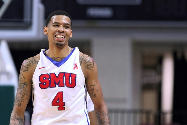 SMU's Keith Frazier is shown during an NCAA college basketball game against Kent State Tuesday, Dec. 22, 2015, in Las Vegas. SMU won 90-74. (AP Photo/Ronda Churchill)
