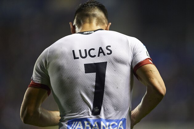 VALENCIA, SPAIN - NOVEMBER 07:  Lucas Perez of Deportivo is seen during the La Liga match between Levante UD and RC Deportivo de La Coruna at Ciutat de Valencia Stadium on November 07, 2015 in Valencia, Spain.  (Photo by Manuel Queimadelos Alonso/Getty Images)