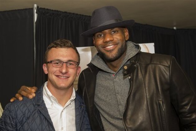 IMAGE DISTRIBUTED FOR STARZ ENTERTAINMENT - Johnny Manziel, left and LeBron James are shown, at the Starz screening of