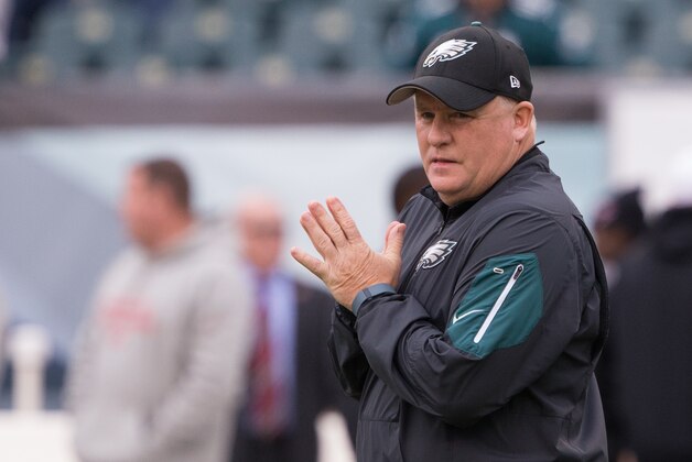 Nov 22, 2015; Philadelphia, PA, USA; Philadelphia Eagles head coach Chip Kelly prior to game action against the Tampa Bay Buccaneers at Lincoln Financial Field. Mandatory Credit: Bill Streicher-USA TODAY Sports