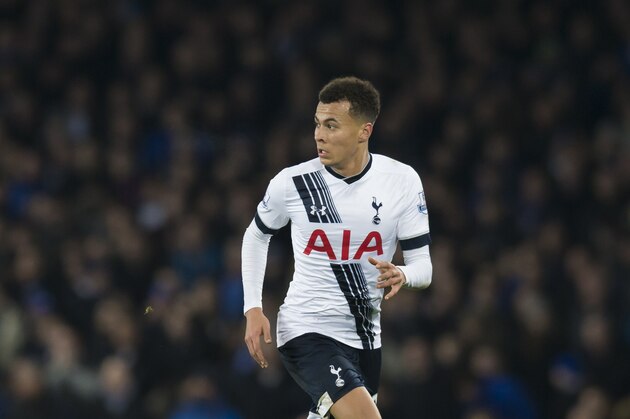 Tottenham's Dele Alli during the English Premier League soccer match between Everton and Tottenham at Goodison Park Stadium, Liverpool, England, Sunday Jan. 3,  2016. (AP Photo/Jon Super)
