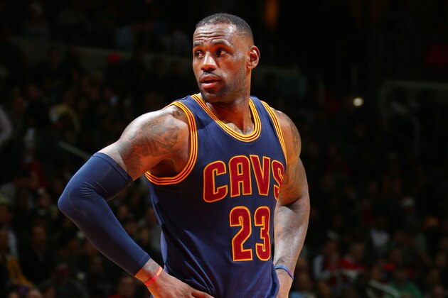 WASHINGTON, DC - JANUARY 6: LeBron James #23 of the Cleveland Cavaliers during the game against the Washington Wizards on January 6, 2016 at Verizon Center in Washington, District of Columbia. NOTE TO USER: User expressly acknowledges and agrees that, by downloading and or using this Photograph, user is consenting to the terms and conditions of the Getty Images License Agreement. Mandatory Copyright Notice: Copyright 2016 NBAE (Photo by Ned Dishman/NBAE via Getty Images)