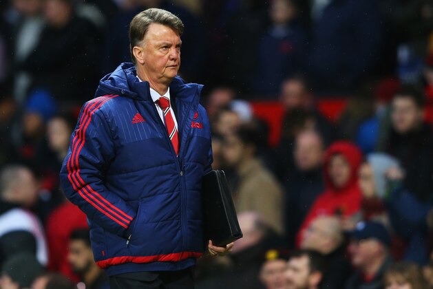 MANCHESTER, ENGLAND - JANUARY 02:  Louis van Gaal Manager of Manchester United leaves the pitch after the first half during the Barclays Premier League match between Manchester United and Swansea City at Old Trafford on January 2, 2016 in Manchester, England.  (Photo by Alex Livesey/Getty Images)