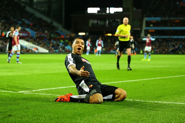 BIRMINGHAM, ENGLAND - NOVEMBER 28: Troy Deeney of Watford celebrates scoring their third goal during the Barclays Premier League match between Aston Villa and Watford at Villa Park on November 28, 2015 in Birmingham, England. (Photo by Richard Heathcote/Getty Images) BIRMINGHAM, ENGLAND - NOVEMBER 28: Troy Deeney of Watford celebrates scoring their third goal during the Barclays Premier League match between Aston Villa and Watford at Villa Park on November 28, 2015 in Birmingham, England. (Photo by Richard Heathcote/Getty Images)