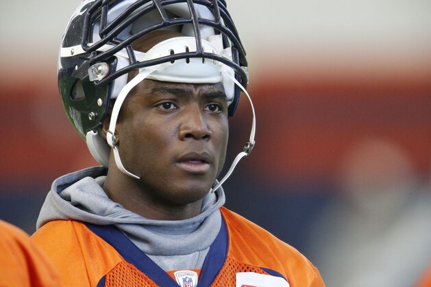 Denver Broncos outside linebacker DeMarcus Ware warms up during a practice at the team's headquarters Wednesday, Dec.16, 2015, in Englewood, Colo. (AP Photo/David Zalubowski)