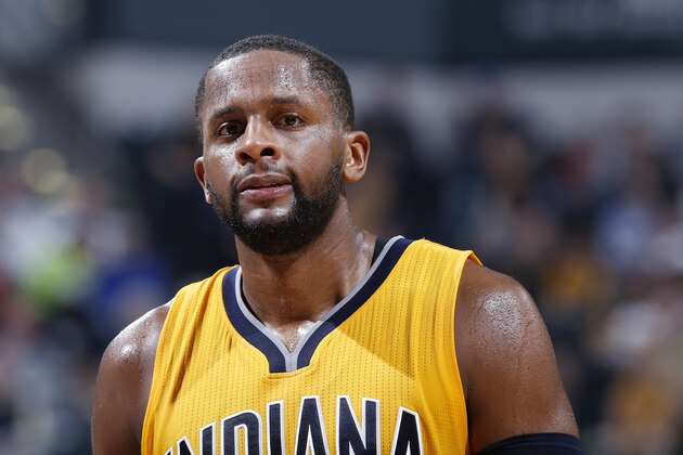 INDIANAPOLIS, IN - DECEMBER 11: C.J. Miles #0 of the Indiana Pacers looks on against the Miami Heat during the game at Bankers Life Fieldhouse on December 11, 2015 in Indianapolis, Indiana. The Pacers defeated the Heat 96-83. NOTE TO USER: User expressly acknowledges and agrees that, by downloading and or using the photograph, User is consenting to the terms and conditions of the Getty Images License Agreement. (Photo by Joe Robbins/Getty Images)