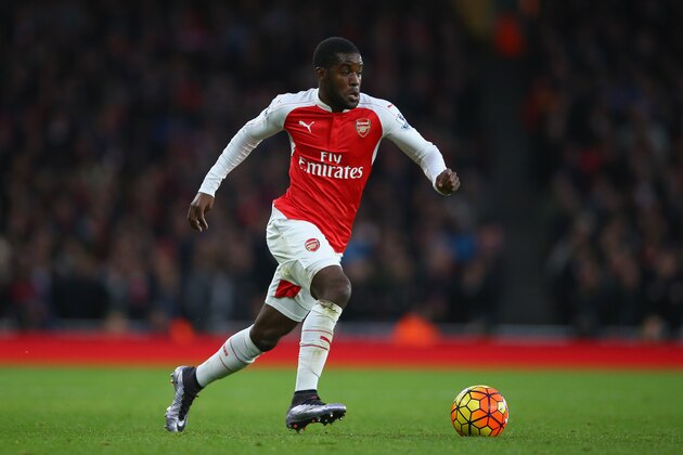 LONDON, ENGLAND - DECEMBER 05:  Joel Campbell of Arsenal in action during the Barclays Premier League match between Arsenal and Sunderland at Emirates Stadium on December 5, 2015 in London, England.  (Photo by Paul Gilham/Getty Images)
