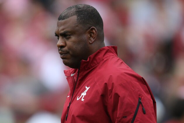 Apr 18, 2015; Tuscaloosa, AL, USA; Alabama Crimson Tide defensive backs coach Mel Tucker during the A-day game at Bryant Denny Stadium. Mandatory Credit: Marvin Gentry-USA TODAY Sports