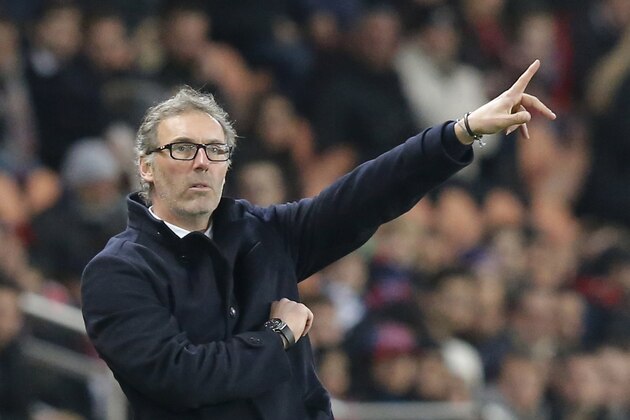 PSG's head coach Laurent Blanc gestures during a League One soccer match between Paris Saint Germain and Bastia at Parc des Prince stadium in Paris, Friday, Jan. 8, 2016.  (AP Photo/Michel Euler)