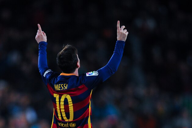 BARCELONA, SPAIN - JANUARY 06: Lionel Messi of FC Barcelona celebrates after scoring his team's second goal during the Copa del Rey Round of 16 first leg match between FC Barcelona and RCD Espanyol at Camp Nou on January 6, 2016 in Barcelona, Spain. (Photo by David Ramos/Getty Images) BARCELONA, SPAIN - JANUARY 06: Lionel Messi of FC Barcelona celebrates after scoring his team's second goal during the Copa del Rey Round of 16 first leg match between FC Barcelona and RCD Espanyol at Camp Nou on January 6, 2016 in Barcelona, Spain. (Photo by David Ramos/Getty Images)