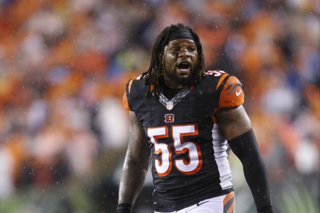 Cincinnati Bengals outside linebacker Vontaze Burfict (55) during the second half of an NFL wild-card playoff football game against the Pittsburgh Steelers Saturday, Jan. 9, 2016, in Cincinnati. (AP Photo/Frank Victores)