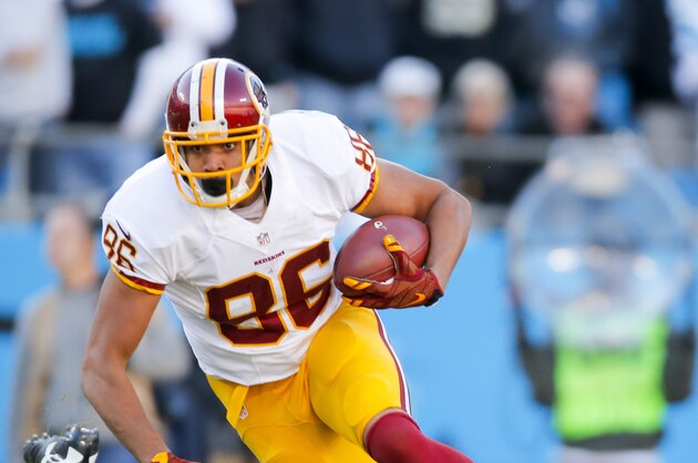 Washington Redskins tight end Jordan Reed (86) runs the ball against the Carolina Panthers during an NFL game at Bank of America Stadium in Charlotte, N.C. on Sunday, Nov. 22, 2015. (Chris Keane/AP Images for Panini)