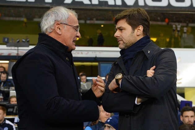 LONDON, ENGLAND - JANUARY 10:  (L-R) Claudio Ranieri the manager of Leicester City is greeted by Mauricio Pochettino the manager of Spurs prior to kickoff during The Emirates FA Cup third round match between Tottenham Hotspur and Leicester City at White Hart Lane on January 10, 2016 in London, England.  (Photo by Michael Regan/Getty Images)