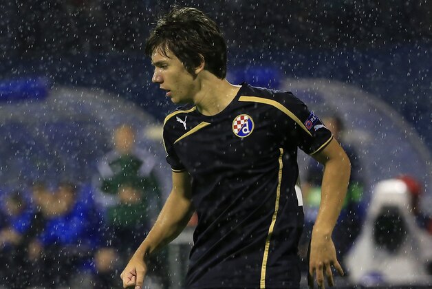 ZAGREB, CROATIA - AUGUST 25. Ante Coric of Dinamo Zagreb in action during the UEFA Champions League Qualifying Round Play Off Second Leg match between Dinamo Zagreb and FC Skenderbeu at Maksimir stadium in Zagreb, Croatia on Tuesday, August 25, 2015. (Photo by Srdjan Stevanovic/Getty Images)