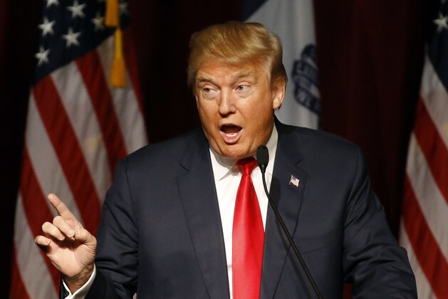 Republican presidential candidate Donald Trump speaks during a rally at the Surf Ballroom in Clear Lake, Iowa, Saturday, Jan. 9, 2016. (AP Photo/Patrick Semansky)