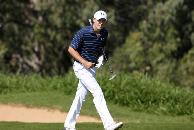 Jordan Spieth walks up the fourth green during the final round of the Tournament of Champions golf tournament, Sunday, Jan. 10, 2016, at Kapalua Plantation Course on Kapalua, Hawaii.(AP Photo/Matt York)