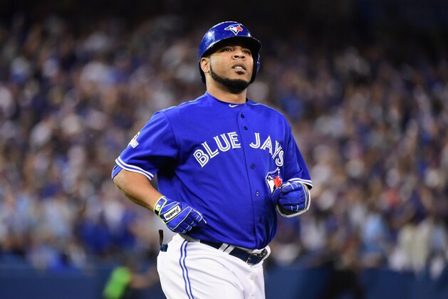 TORONTO, ON - OCTOBER 20: Edwin Encarnacion #10 of the Toronto Blue Jays reacts after flying out to end the third inning against the Kansas City Royals during game four of the American League Championship Series at Rogers Centre on October 20, 2015 in Toronto, Canada. (Photo by Harry How/Getty Images) TORONTO, ON - OCTOBER 20: Edwin Encarnacion #10 of the Toronto Blue Jays reacts after flying out to end the third inning against the Kansas City Royals during game four of the American League Championship Series at Rogers Centre on October 20, 2015 in Toronto, Canada. (Photo by Harry How/Getty Images)