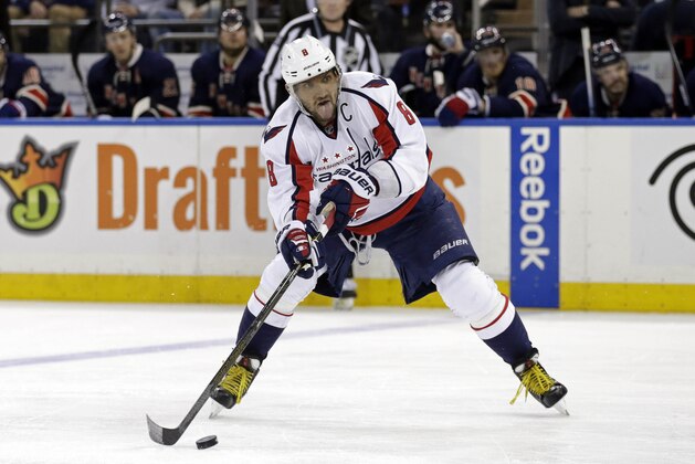 Jan 9, 2016; New York, NY, USA; Washington Capitals left wing Alex Ovechkin (8) in action against the New York Rangers during the third period of an NHL hockey game at Madison Square Garden. The Capitals defeated the Rangers 4-3 in overtime. Mandatory Credit: Adam Hunger-USA TODAY Sports Jan 9, 2016; New York, NY, USA; Washington Capitals left wing Alex Ovechkin (8) in action against the New York Rangers during the third period of an NHL hockey game at Madison Square Garden. The Capitals defeated the Rangers 4-3 in overtime. Mandatory Credit: Adam Hunger-USA TODAY Sports
