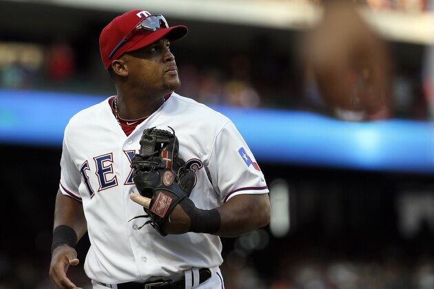Texas Rangers third baseman Adrian Beltre (29) goes to the dugout at the bottom of the ninth inning in Game 4 of baseball's American League Division Series against the Toronto Blue Jays, Monday, Oct. 12, 2015, in Arlington, Texas. (AP Photo/Tony Gutierrez) Texas Rangers third baseman Adrian Beltre (29) goes to the dugout at the bottom of the ninth inning in Game 4 of baseball's American League Division Series against the Toronto Blue Jays, Monday, Oct. 12, 2015, in Arlington, Texas. (AP Photo/Tony Gutierrez)