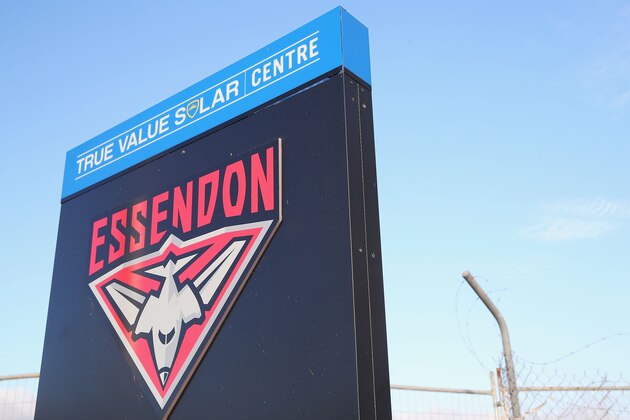 MELBOURNE, AUSTRALIA - JANUARY 12:  The Essendon Bombers logo is seen at locked out Essendon Football Club at Tullarmarine on January 12, 2016 in Melbourne, Australia. The Court of Arbitration for Sport today handed down its decision on the Essendon supplements case dating back to 2012. CAS found the 34 past and present Essendon players guilty of doping and have been suspended for the entire 2016 season.
12 current Essendon players, including captain Jobe Watson, and five former players now at rival clubs have been found guilty of using banned substance Thymosin beta-4 during the 2012 season.  (Photo by Michael Dodge/Getty Images)