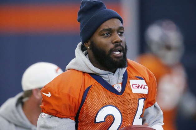 Denver Broncos free safety Darian Stewart looks on during a practice at the team's headquarters Wednesday, Dec.16, 2015, in Englewood, Colo. (AP Photo/David Zalubowski)