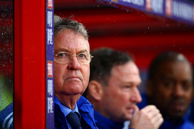 LONDON, ENGLAND - JANUARY 03:  Guus Hiddink, manager of Chelsea looks on before the Barclays Premier League match between Crystal Palace and Chelsea at Selhurst Park on January 3, 2016 in London, England.  (Photo by Paul Gilham/Getty Images)