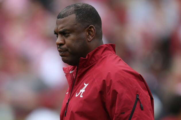 Apr 18, 2015; Tuscaloosa, AL, USA; Alabama Crimson Tide defensive backs coach Mel Tucker during the A-day game at Bryant Denny Stadium. Mandatory Credit: Marvin Gentry-USA TODAY Sports