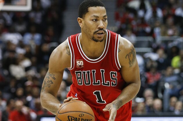 Chicago Bulls guard Derrick Rose (1) is shown against the Atlanta Hawks in the first half of an NBA basketball game Saturday, Jan. 9, 2016, in Atlanta. (AP Photo/John Bazemore)