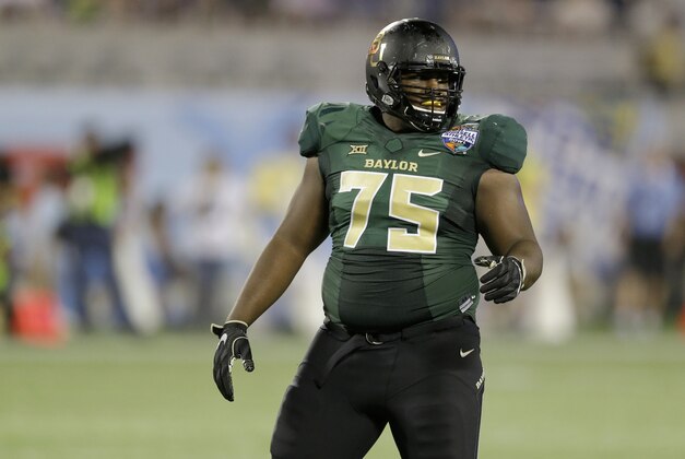 Baylor defensive tackle Andrew Billings (75) prepares for a play against North Carolina during the first half of the Russell Athletic Bowl NCAA football game, Tuesday, Dec. 29, 2015, in Orlando, Fla. (AP Photo/John Raoux)